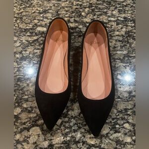 J. crew black suede pointed toe flat size 7.5